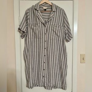 Women’s Short Sleeve Button-Front Shirtdress- Universal Thread Cream Striped
